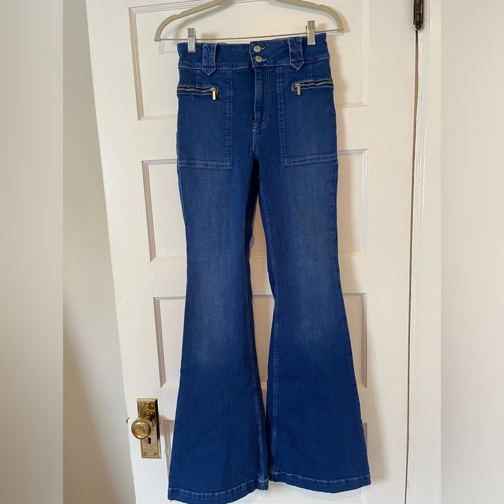 Free People Electric Blue stretch flare jeans